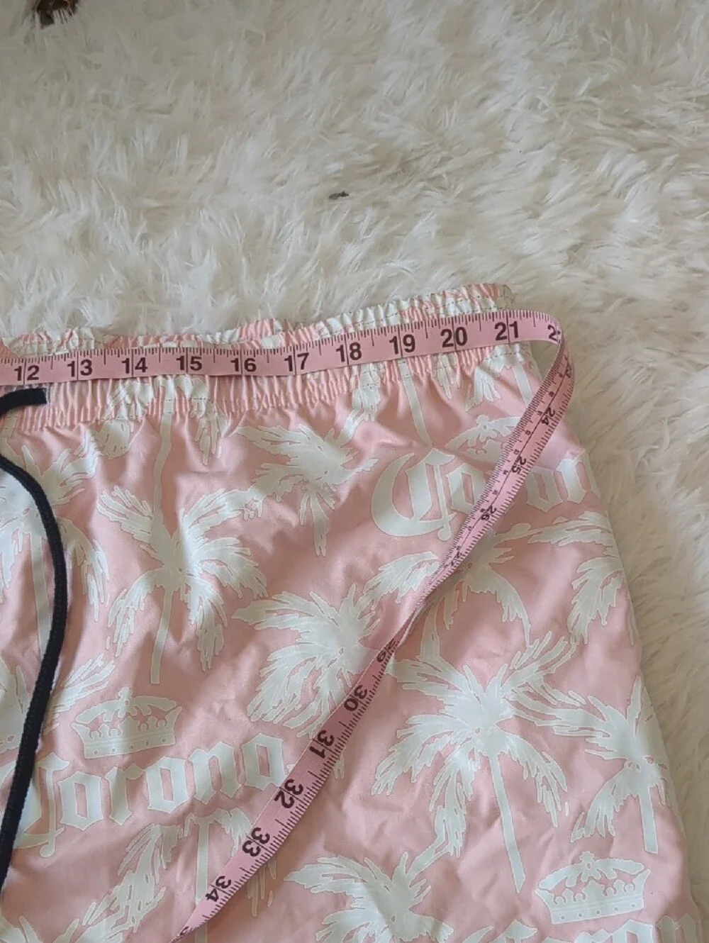 Corona Pink & White Palm-Print Mens Swim Shorts XXL